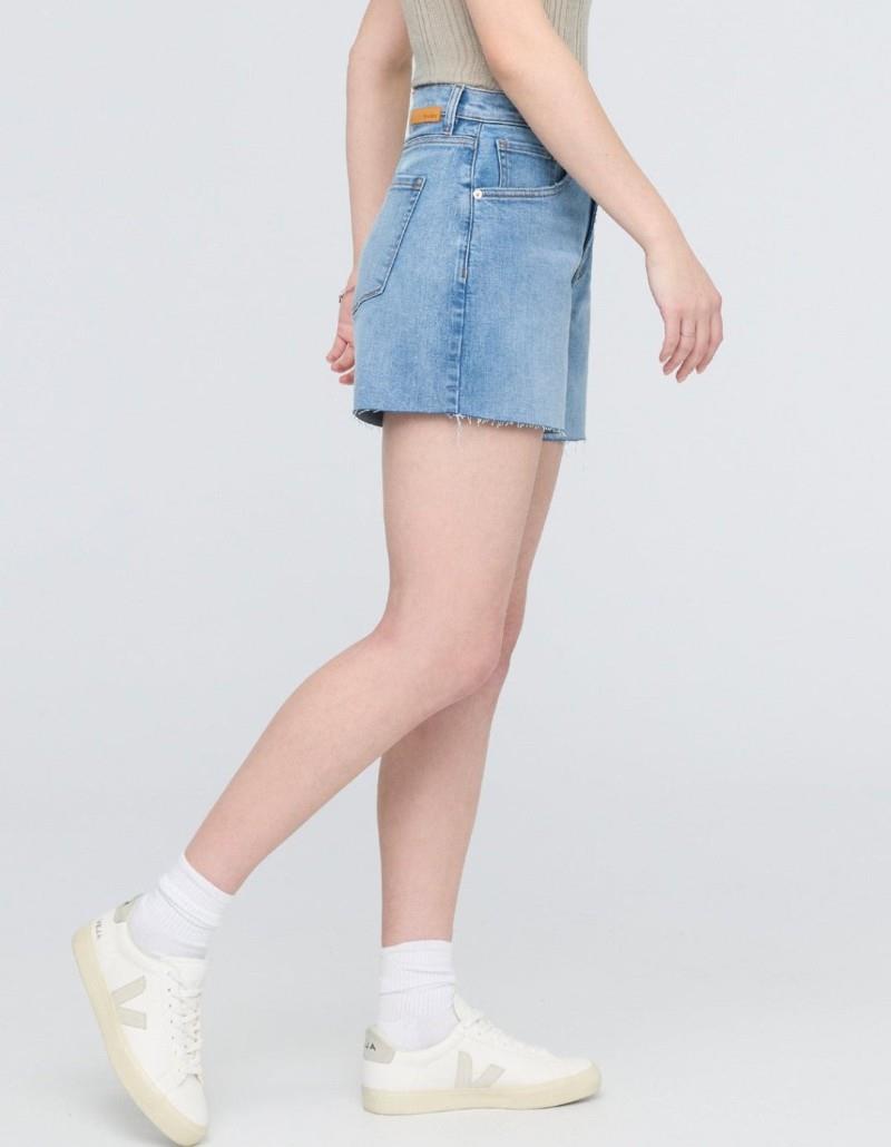 Performance Denim High-Rise Relaxed Shorts, 5" Inseam - Womens - light heritage 1