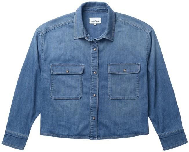 Performance Denim Lite Boxy Shirt - Womens - mesa wash 1