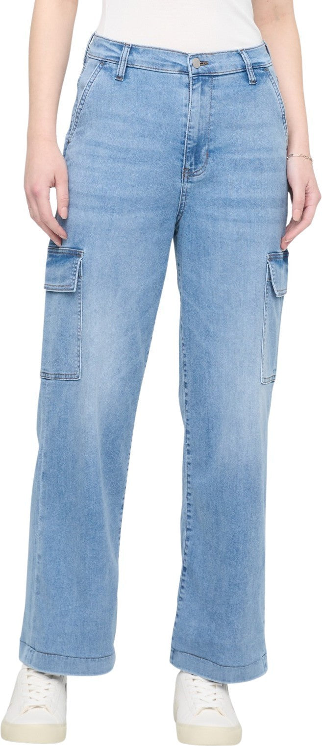 Performance Denim Lite High-Rise Cargo Jeans, 28" Inseam - Womens - pacific 1