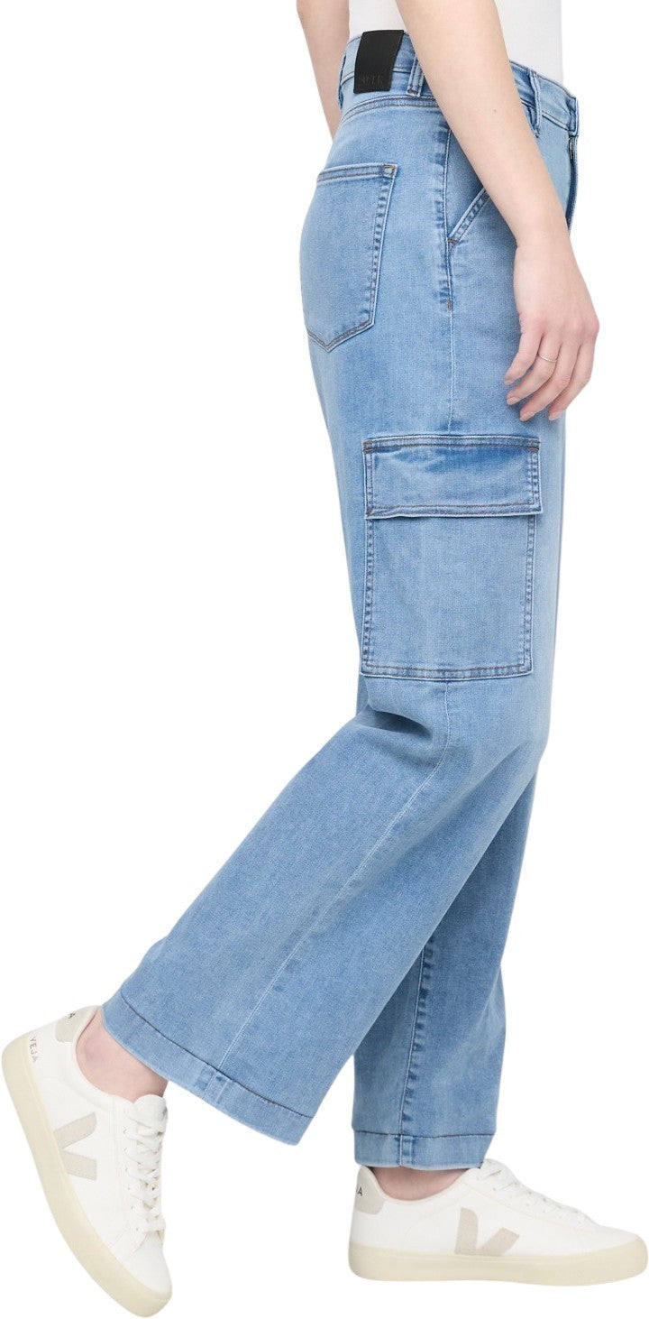 Performance Denim Lite High-Rise Cargo Jeans, 28" Inseam - Womens - pacific 1