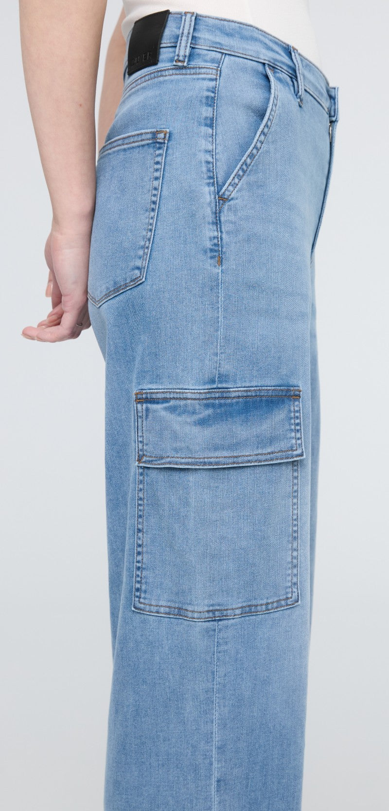 Performance Denim Lite High-Rise Cargo Jeans, 28" Inseam - Womens - pacific 1