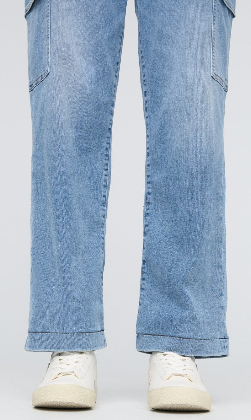 Performance Denim Lite High-Rise Cargo Jeans, 28" Inseam - Womens - pacific 1