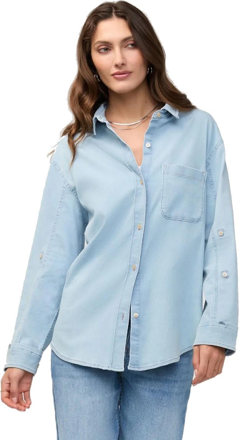 Performance Denim Lite Relaxed Button Down - Womens - bleach 1