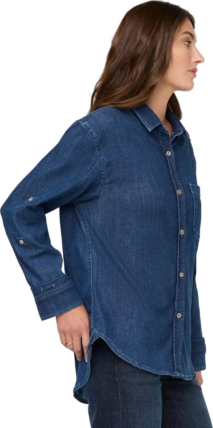 Performance Denim Lite Relaxed Button Down - Womens - medium stone 1