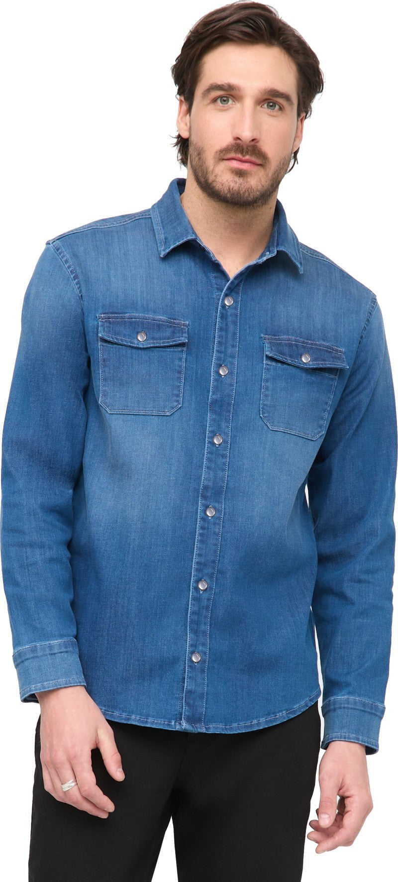 Performance Denim Lite Two-Pocket Shirt - Mens - haze indigo 1