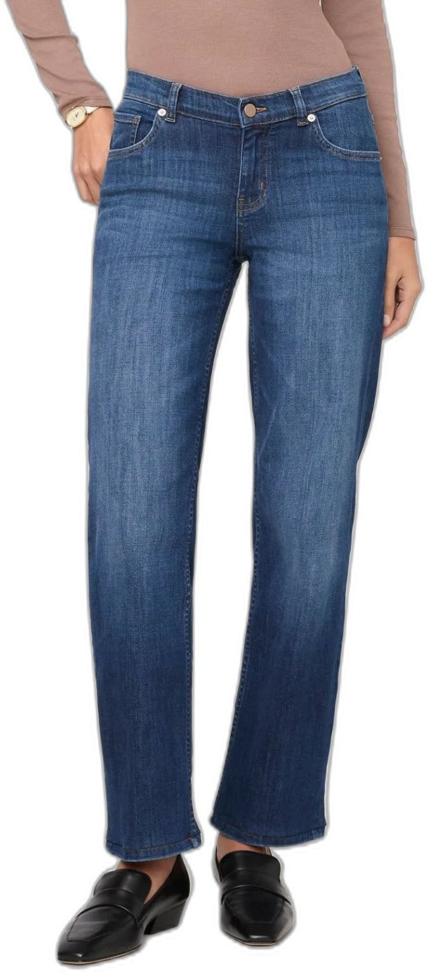 Performance Denim Mid Rise Straight Jeans, 28" Inseam - Womens - blue cascade 1