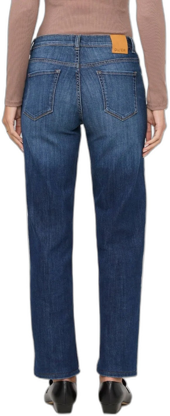 Performance Denim Mid Rise Straight Jeans, 28" Inseam - Womens - blue cascade 1