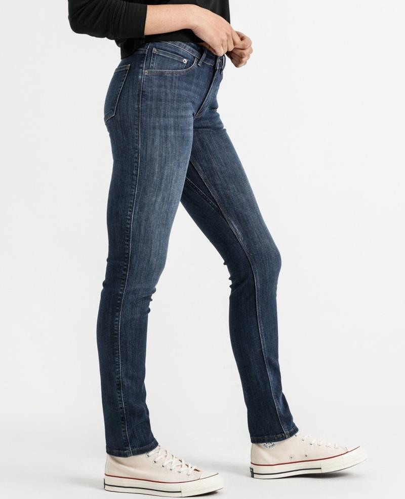 Performance Denim Slim Straight Jeans, 30" Inseam - Rinse - Womens - Dark Stone 3