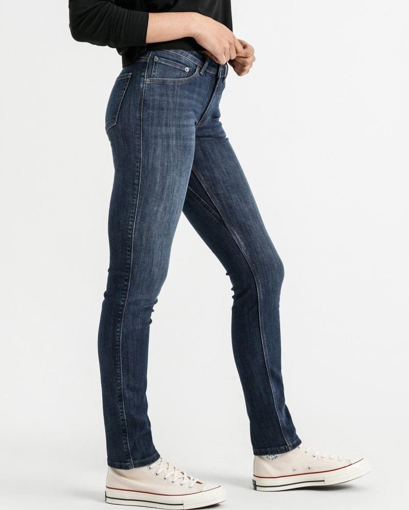 Performance Denim Slim Straight Jeans, 30" Inseam - Wash - Womens - Aged Medium Stone 3