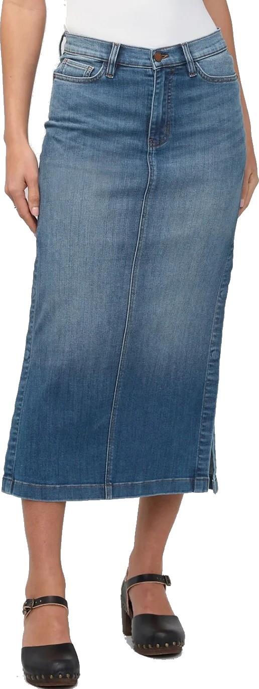 Performance Denim Slit Skirt - blue ash 1
