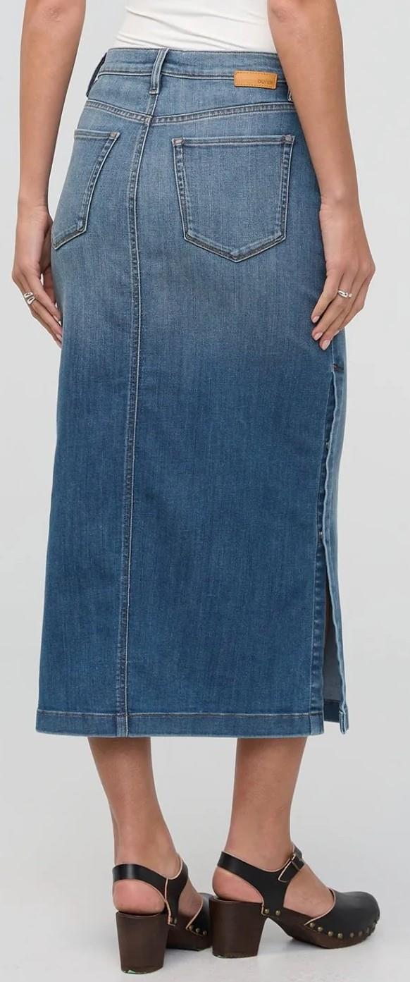 Performance Denim Slit Skirt - blue ash 1