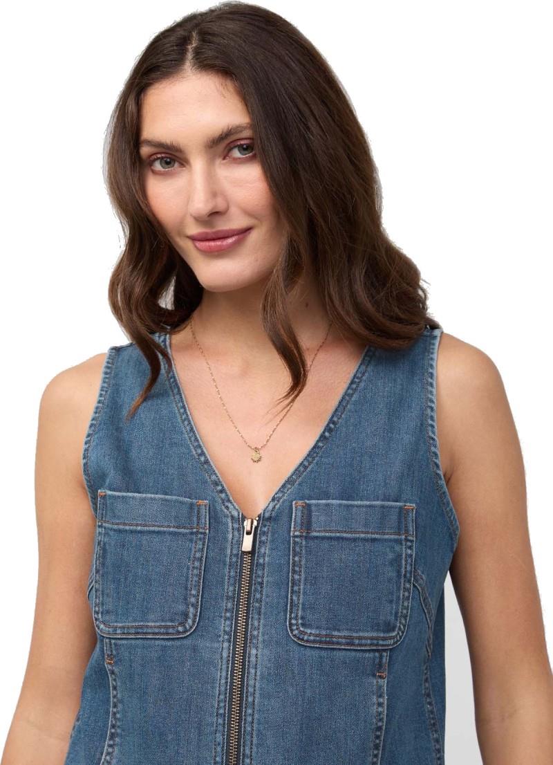Performance Denim Zip Front Vest - Womens - blue ash 1