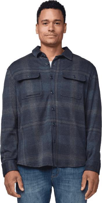 Performance Flannel Button Down - Mens - heather blue plaid 1