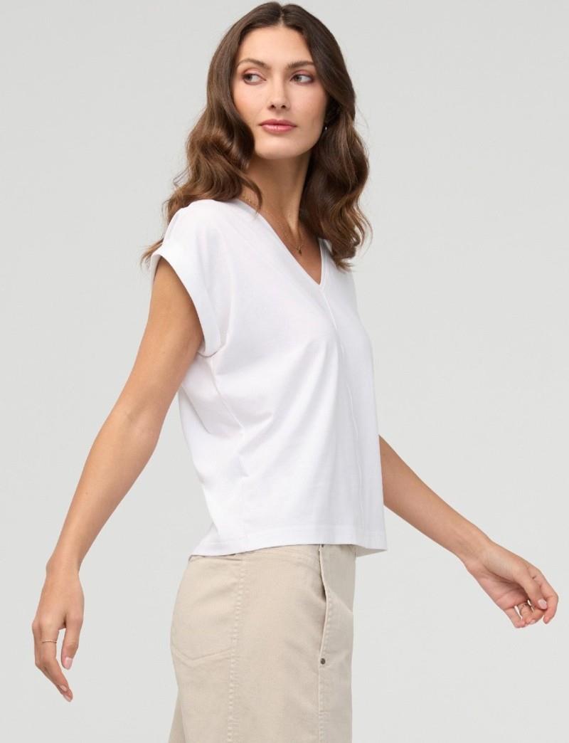 PurePima Dolman V-Neck - Womens - white 1
