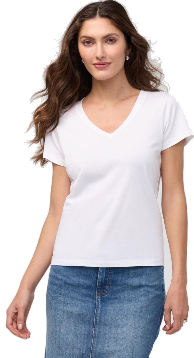 PurePima Slim V-Neck - Womens - white 1