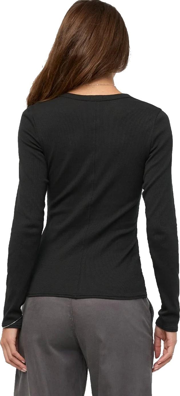 Ribbed Pima LS Henley - Womens - black 1