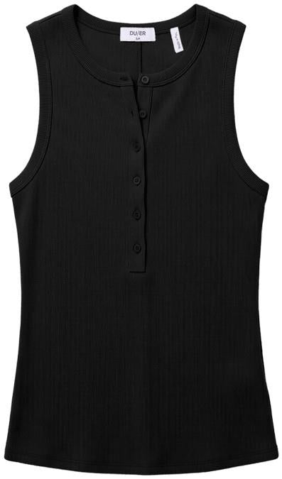 Ribbed Pima Roselin Henley - Womens - black 1