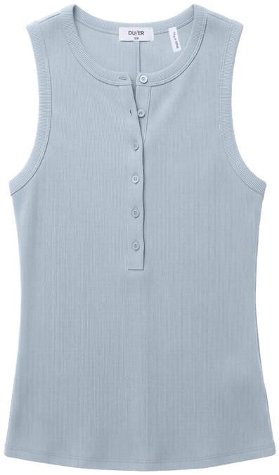 Ribbed Pima Roselin Henley - Womens - surf blue 1