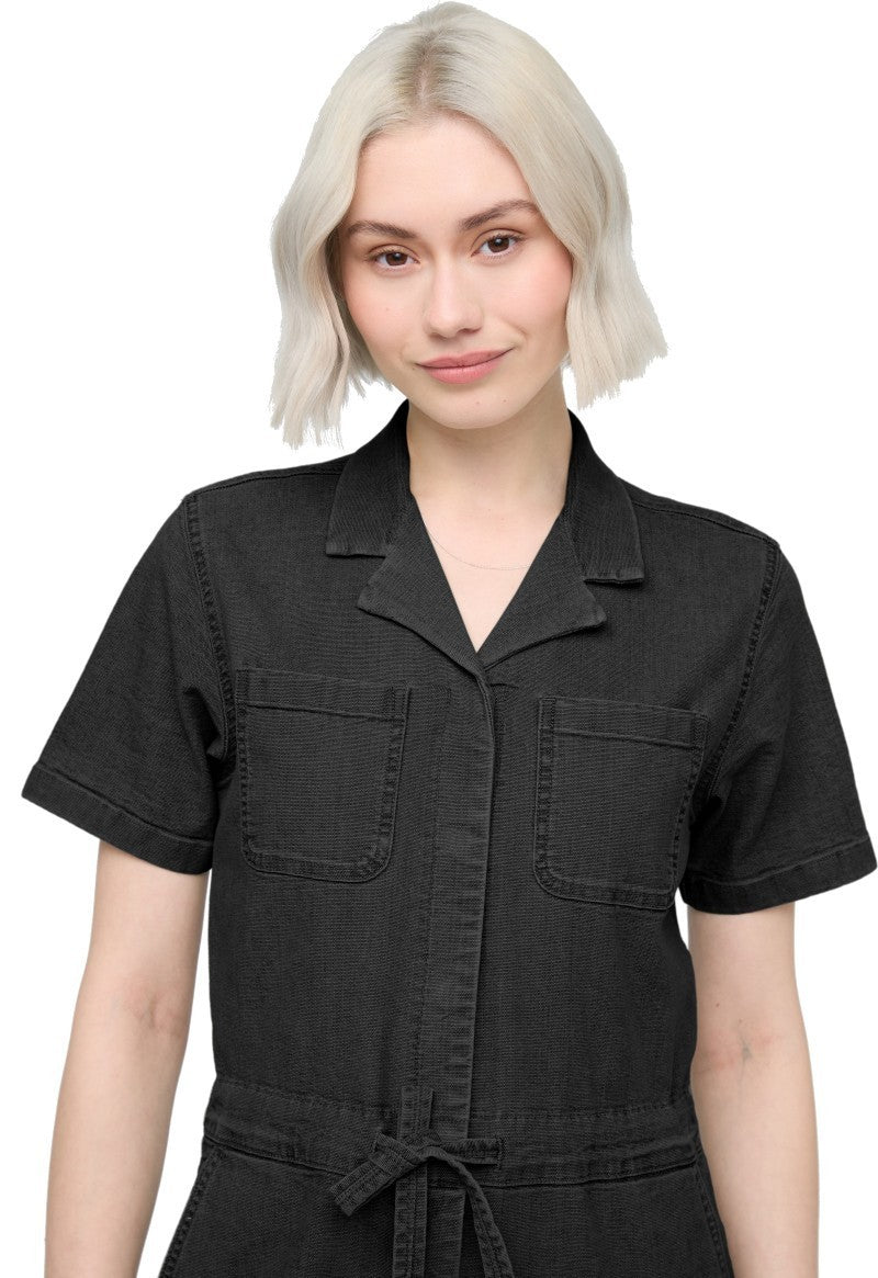Stretch Canvas Girlfriend Jumpsuit, 30" Inseam - Womens - black 1