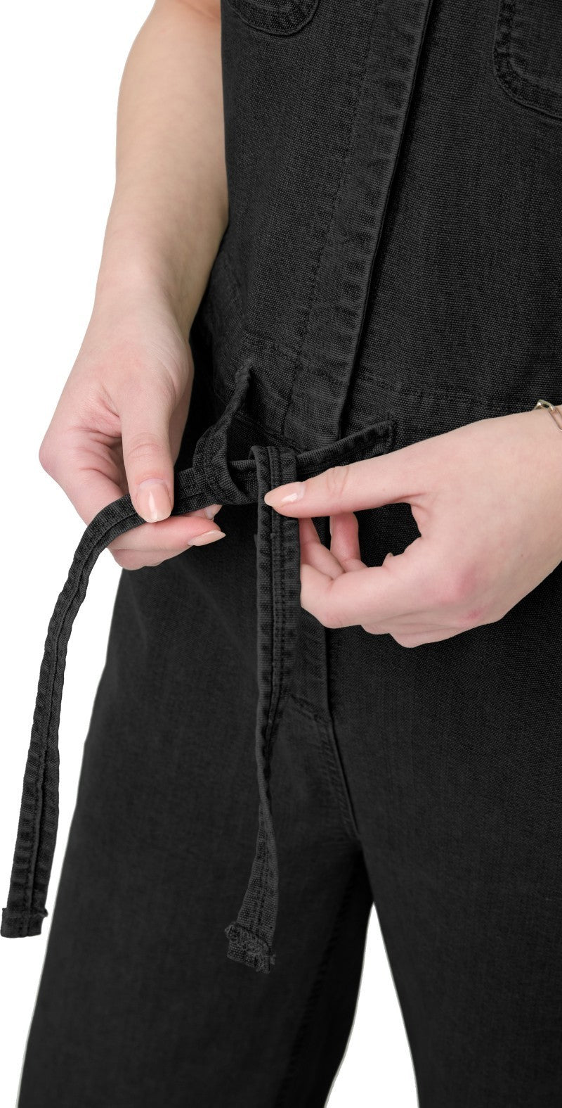 Stretch Canvas Girlfriend Jumpsuit, 30" Inseam - Womens - black 1