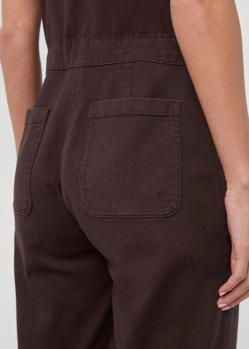 Stretch Canvas Girlfriend Jumpsuit, 30" Inseam - Womens - garment dye espresso 1