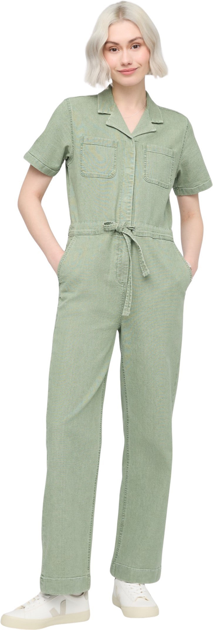 Stretch Canvas Girlfriend Jumpsuit, 30" Inseam - Womens - light pine 1