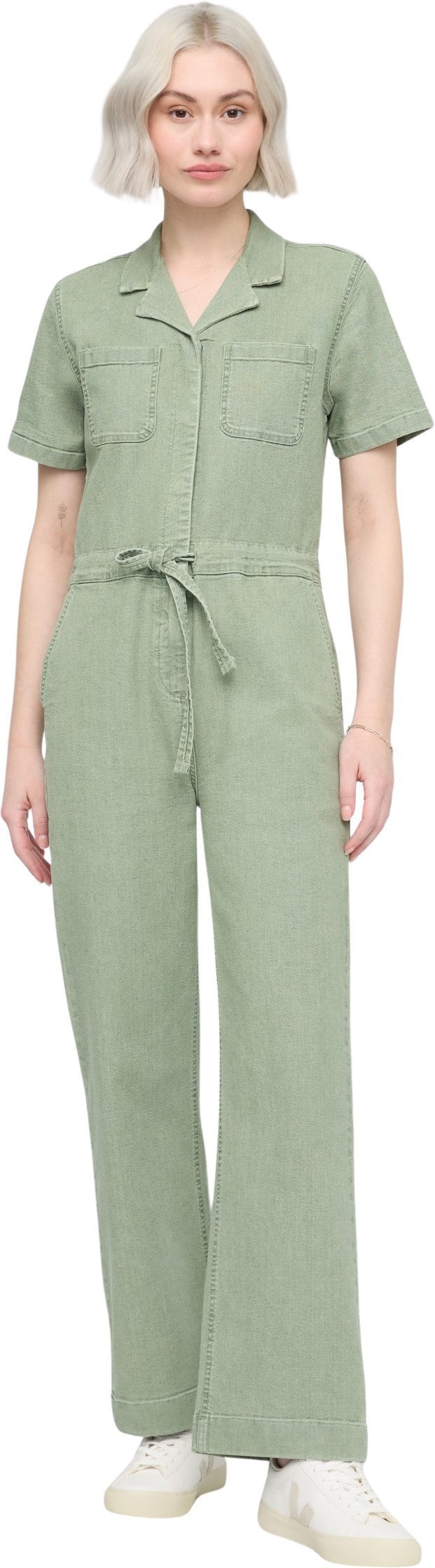 Stretch Canvas Girlfriend Jumpsuit, 30" Inseam - Womens - light pine 1