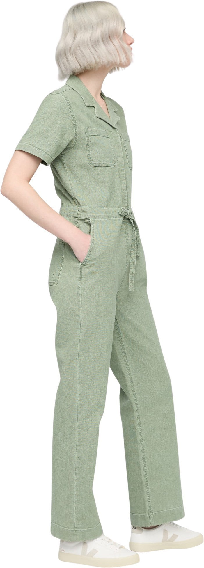 Stretch Canvas Girlfriend Jumpsuit, 30" Inseam - Womens - light pine 1