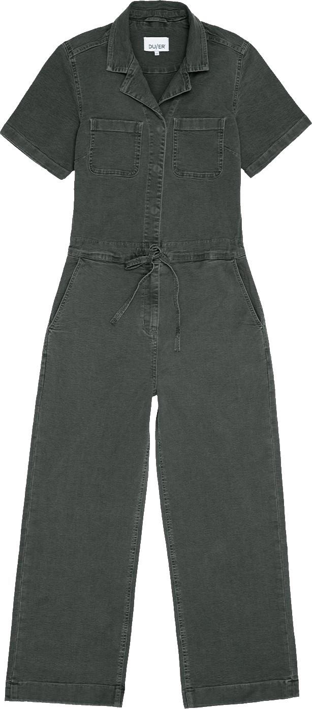 Stretch Canvas Girlfriend Jumpsuit, 30" Inseam - Womens - thyme 1