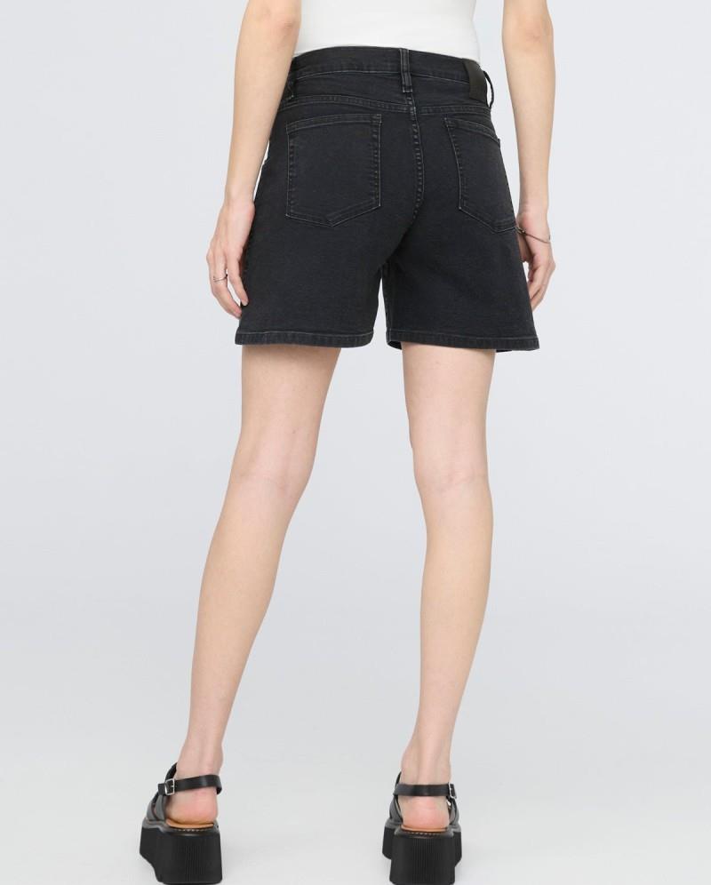 Stretch Canvas High-Rise Relaxed Shorts, 5" Inseam - Womens - black 1