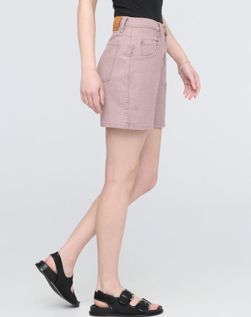 Stretch Canvas High-Rise Relaxed Shorts, 5" Inseam - Womens - chalk 1