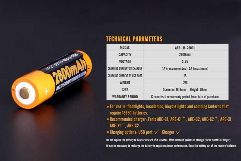 ARB-L18 18650 2600mAh Battery - USB Rechargable - Not Applicable 4