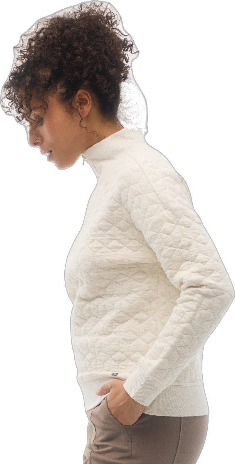 Astrid Zip Neck Sweatshirt - Womens - birch heather 1