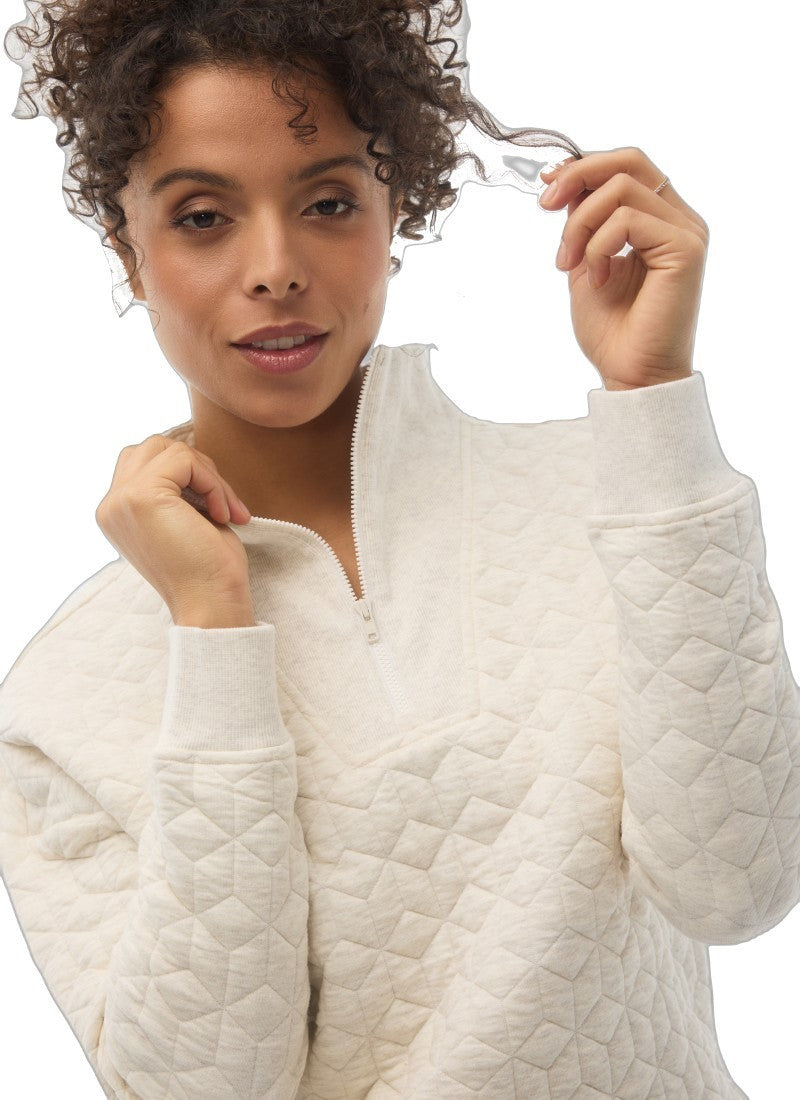 Astrid Zip Neck Sweatshirt - Womens - birch heather 1