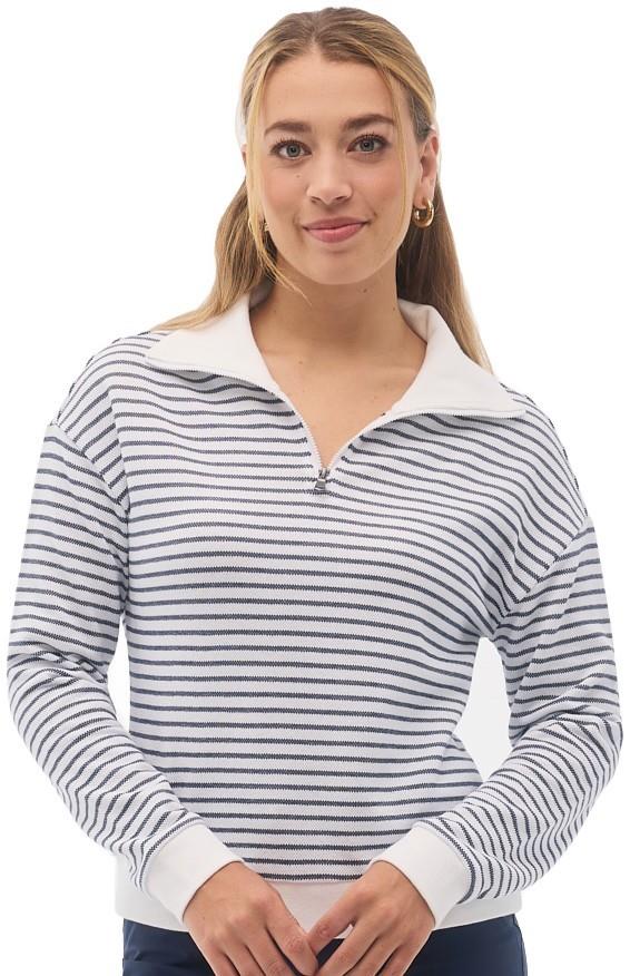 Hampton Mid Zip Sweater - Womens - sail stripe 1