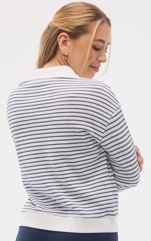 Hampton Mid Zip Sweater - Womens - sail stripe 1
