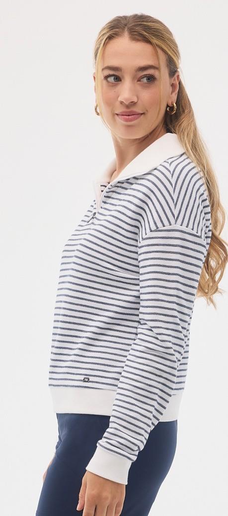 Hampton Mid Zip Sweater - Womens - sail stripe 1
