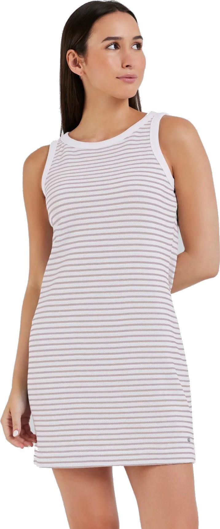 Hampton Sleeveless Dress - mocha latte stripe 1