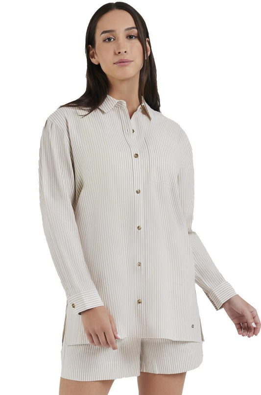 Leidy Shirt - Womens - White Pepper Stripe 1