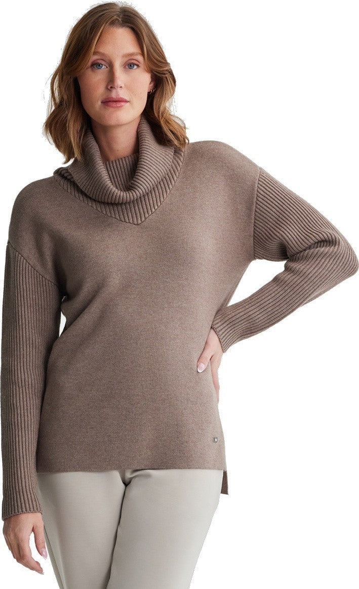 Luna Turtle Neck Sweater - Womens - mocha heather 1