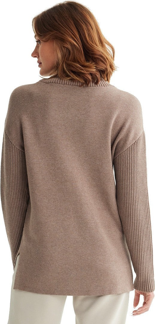 Luna Turtle Neck Sweater - Womens - mocha heather 1
