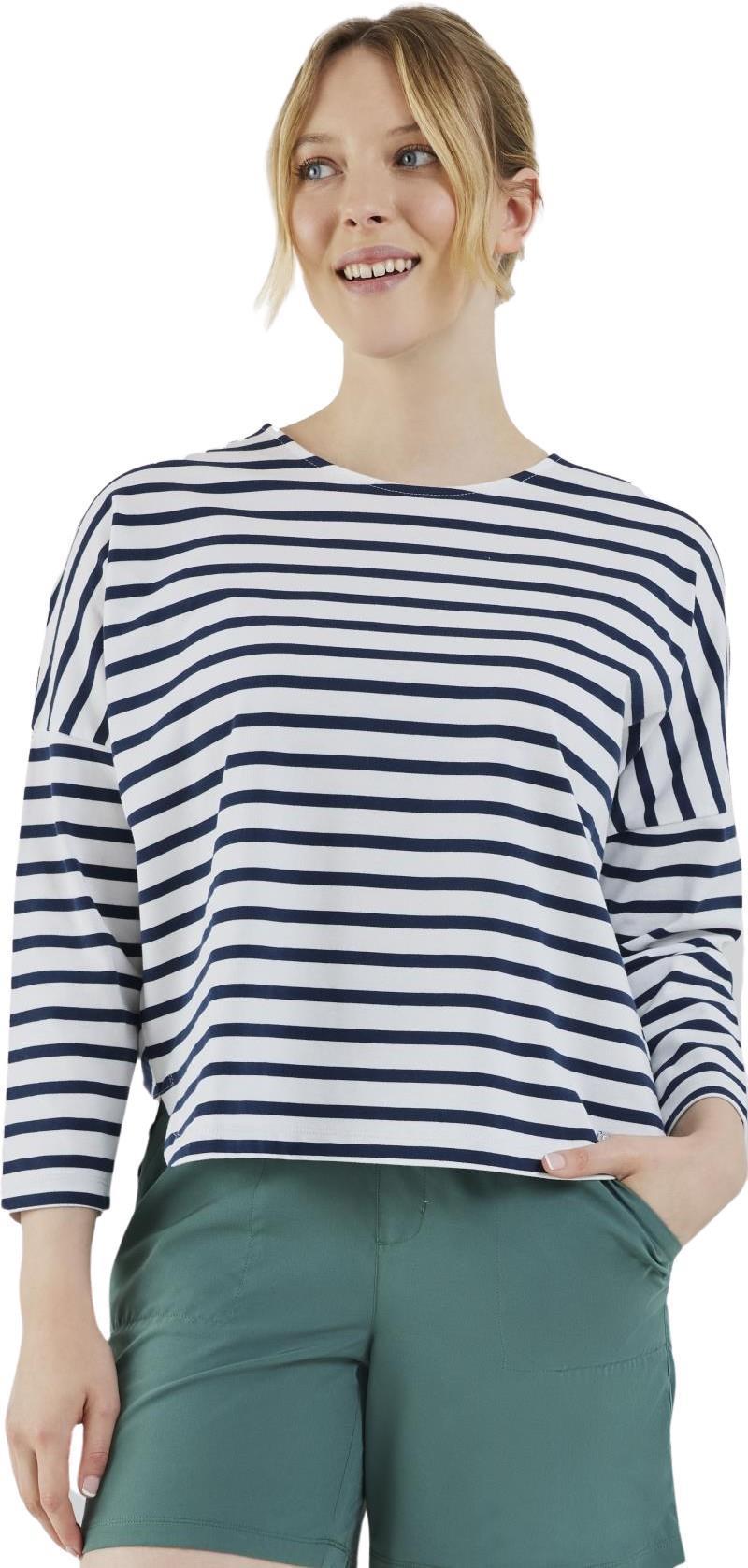 Newport 7/8 Sleeves Breton Top - Womens - White Night Stripe 1