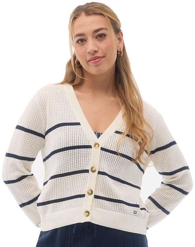 Tess Cardigan - Womens - white / night stripe 1
