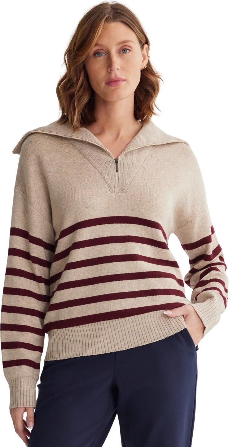 Zina 1/4 Zip Sweater - Womens - light mocha / twiinberry combo 1