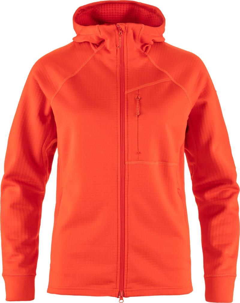 Abisko Grid Fleece Hoodie - Womens - flame orange 1