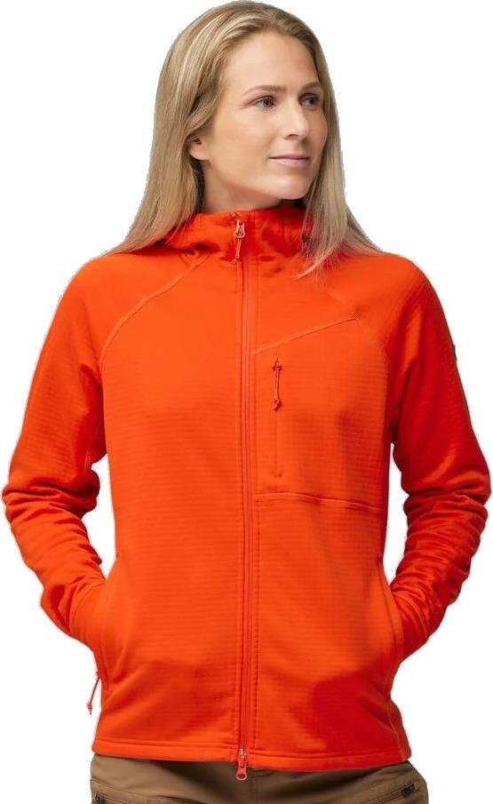 Abisko Grid Fleece Hoodie - Womens - flame orange 1