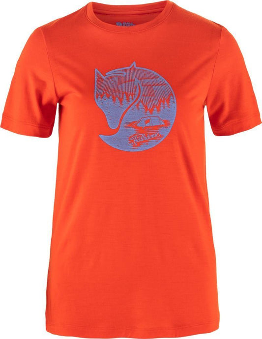 Abisko Wool Fox SS - Womens - flame orange / ultramarine 1