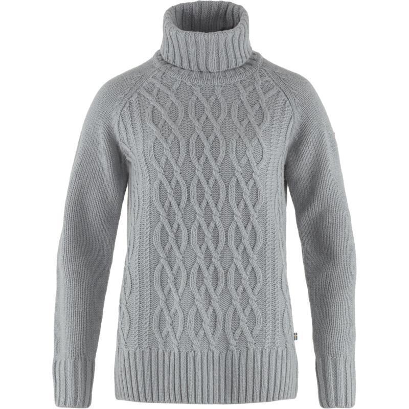 Ovik Cable Knit Roller Neck - Womens - Flint Grey 1