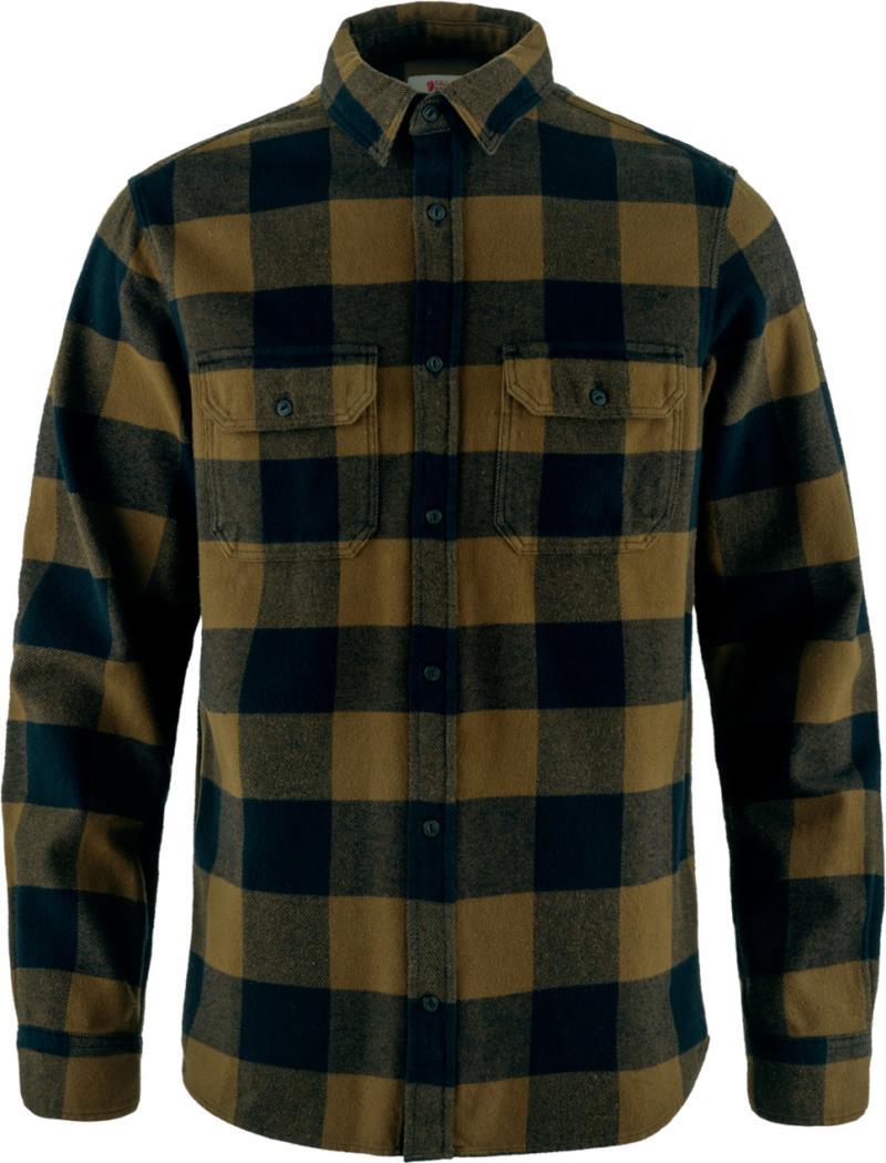 Ovik Heavy Flannel Shirt - Mens - wood brown / dark navy 1