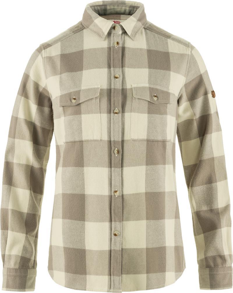 Ovik Heavy Flannel Shirt - Womens - fog / chalk white 1